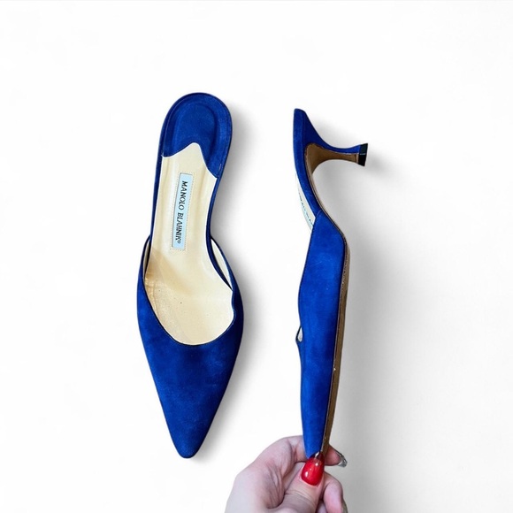 Manolo Blahnik Blue Heels - Picture 2 of 5